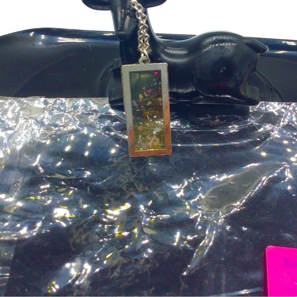 paparazzi Multi-Color Glitter Rectangle Pendant Necklace - Silver Tone